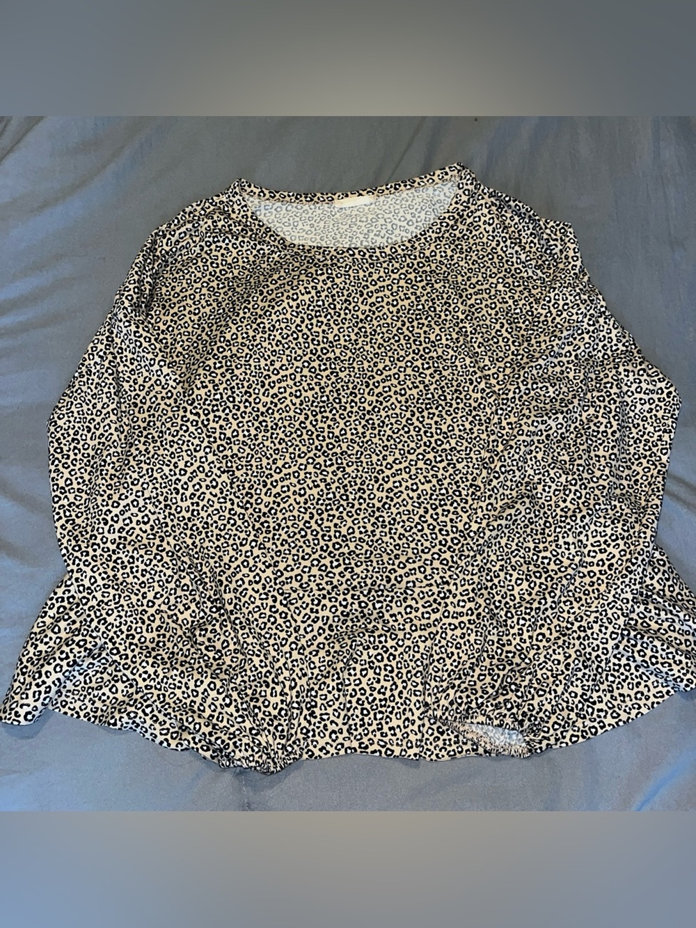 Altr’d State Leopard Print Long Sleeve Peplum Top